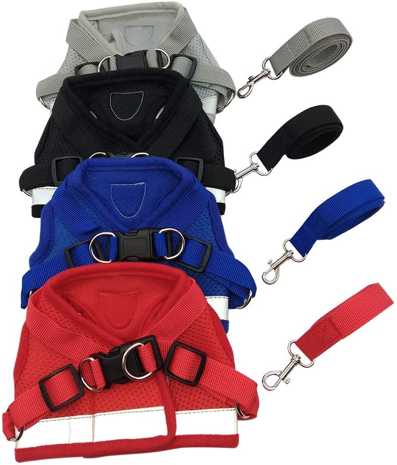  QiCheng&LYS Chaleco de Viaje Regular de Malla Transpirable con Cinturón de Seguridad para Perros y Gatos Chaleco de Seguridad para Mascotas (Azul, M) 