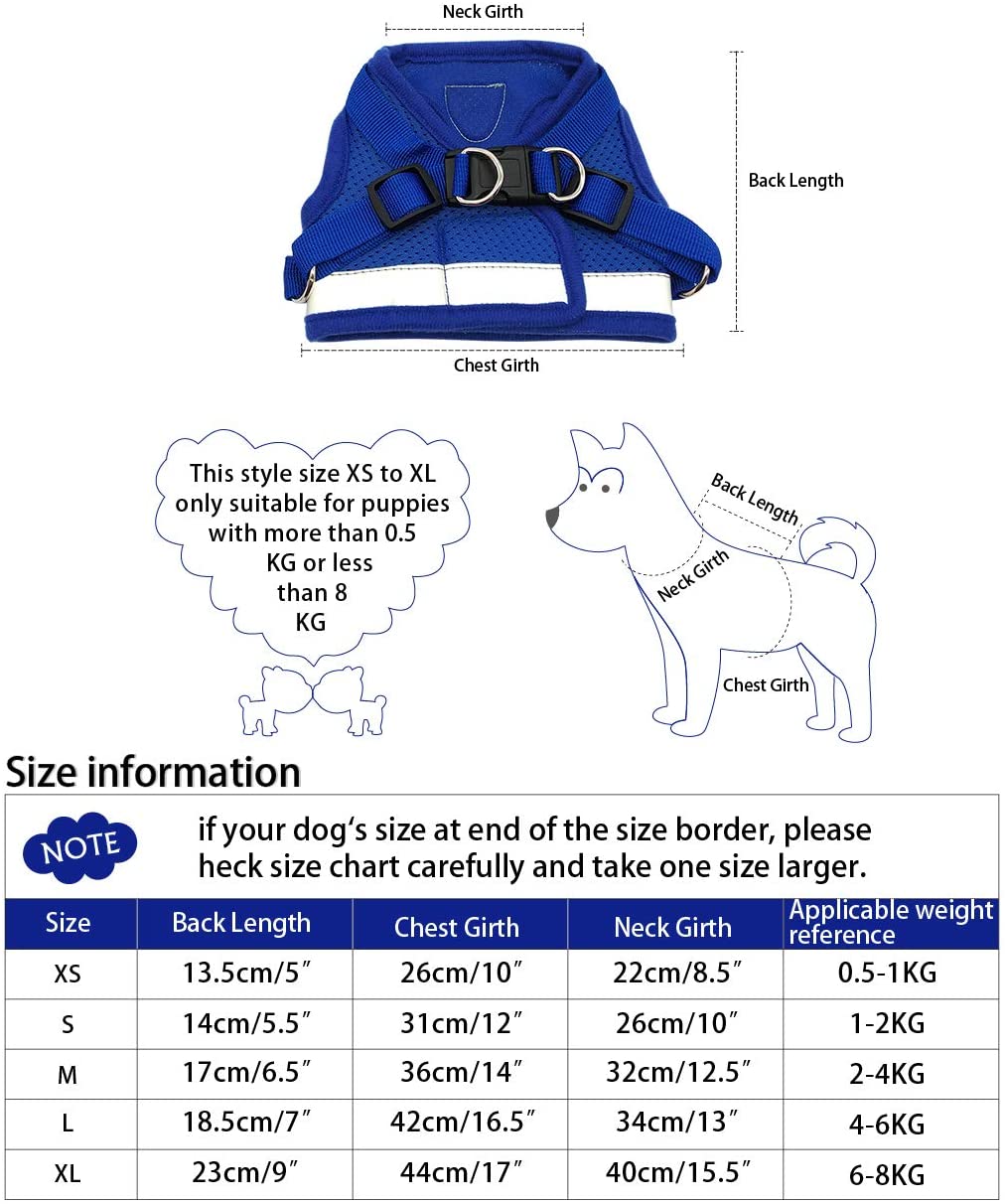  QiCheng&LYS Chaleco de Viaje Regular de Malla Transpirable con Cinturón de Seguridad para Perros y Gatos Chaleco de Seguridad para Mascotas (Azul, M) 