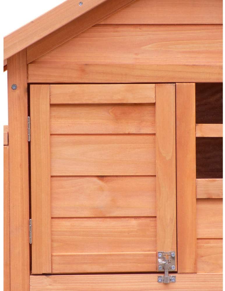  QPYJ Caseta de perroCasa para Mascotas de Madera Maciza con balcón Doble y tobogán-Woody_122 * 63.5 * 91.5cm 