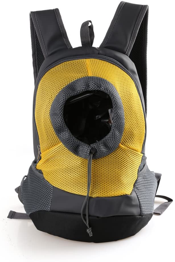  Rantow Transpirable Cómodo Portador de Mascotas Mochila Gato Perro Frente Viaje Hombro Bolsa para el Ciclismo, Senderismo, Viaje, Compras(L Size Yellow) 