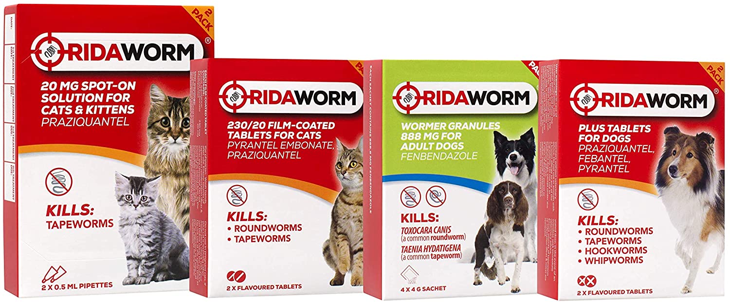  Ridaworm Tabletas con Sabor a Gato, Talla única, Paquete de 2 