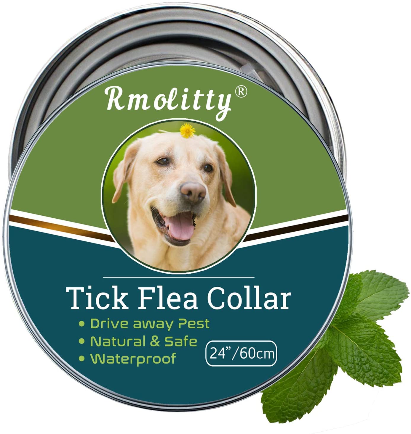  Rmolitty Collar Perro antiparasitario garrapatas pulgas, Aceites Naturales Tratamiento de Pulgas, 8 Meses 60cm para Pequeño Mediano Grande Perro (60cm) 