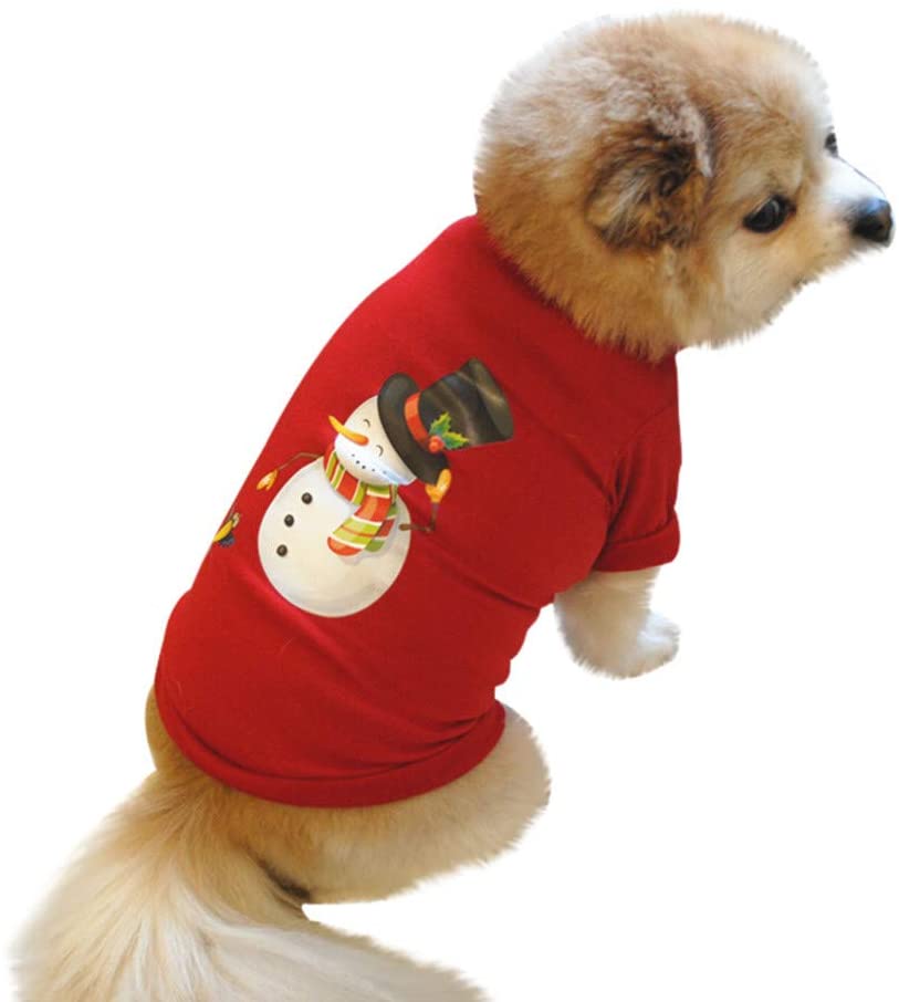  Ropa de Navidad Perro YEZIA Ropa Disfraz Navidad Camiseta para Pequeño Chihuahua Yorkshire Mascota Cachorros Prendas de Navidad para Perros 