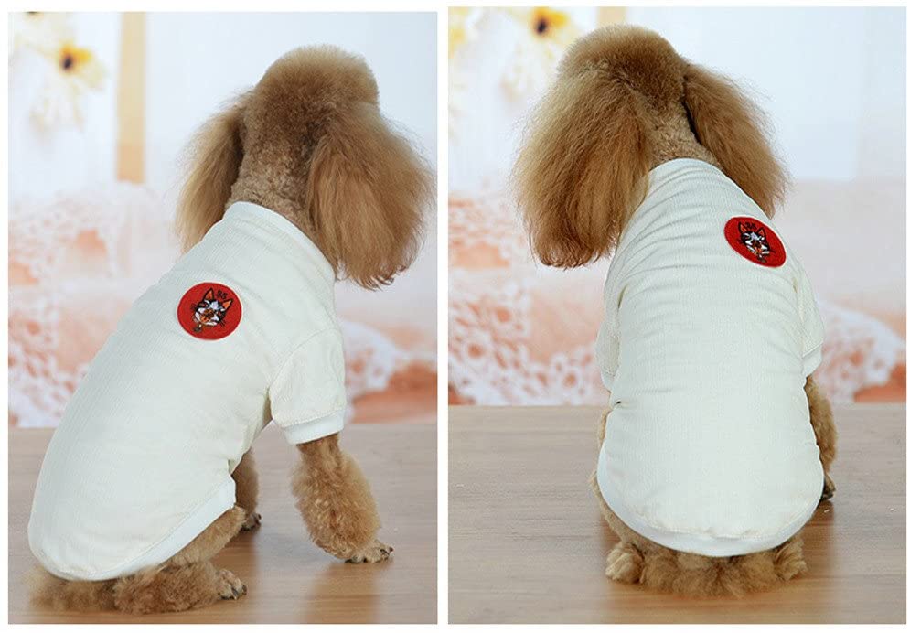  Ropa de Verano para Perros YEZIA Cmiseta Blanco Camiseta Algodón Cachorro Disfraz Estampado Perros Ropa Suave para Mascotas Camisa para Perros Lindos Ropa Moda para Perro Verano 