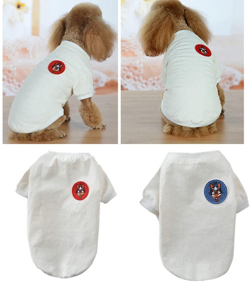  Ropa de Verano para Perros YEZIA Cmiseta Blanco Camiseta Algodón Cachorro Disfraz Estampado Perros Ropa Suave para Mascotas Camisa para Perros Lindos Ropa Moda para Perro Verano 