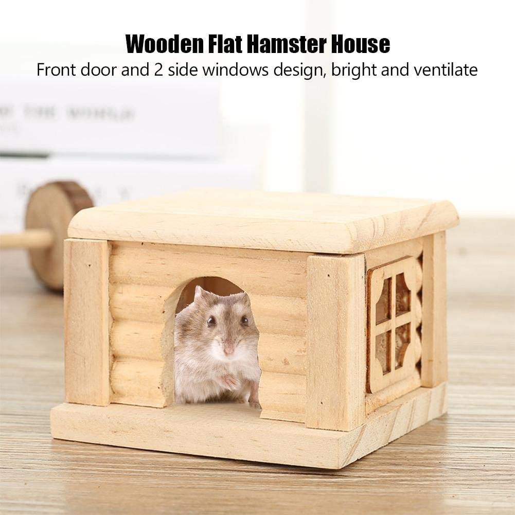  Semme Hamster Villa De Madera con Techo Plano, Casa Hamster para PequeñOs Animales Lugar Natural De Escondite Animales PequeñOs para Descansar 