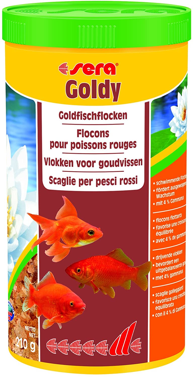  Sera Goldy, el alimento Principal para Peces pequeños a Base de Copos cuidadosamente Fabricados (también para cría de Especies exigentes) y Otros Peces de Agua fría exigentes 