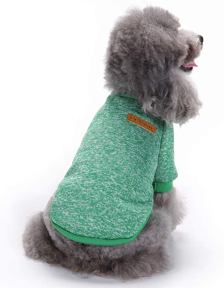  Shaoyao Ropa para Mascotas Abrigo De Invierno Color Sólido Cálido para Perros Chaqueta Pequeños Verde L 