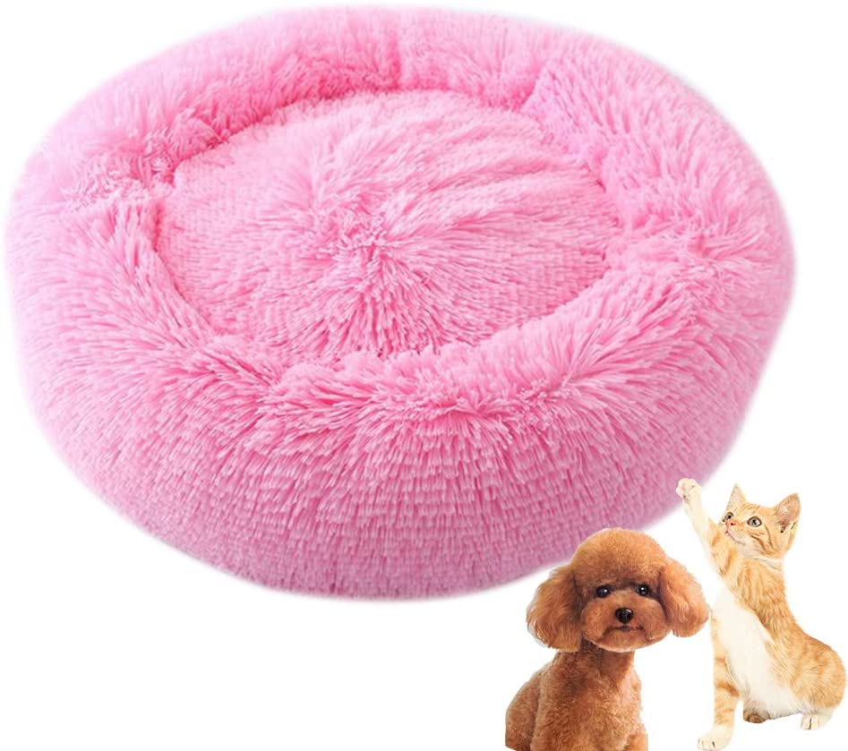  Shuda 1 pc Chenil Mignon Suave Redondo Peluche Cachorro Perro Gato Gatito Cama Animales Alfombra sofá, 50 cm (Black Friday Deals) -Pink 