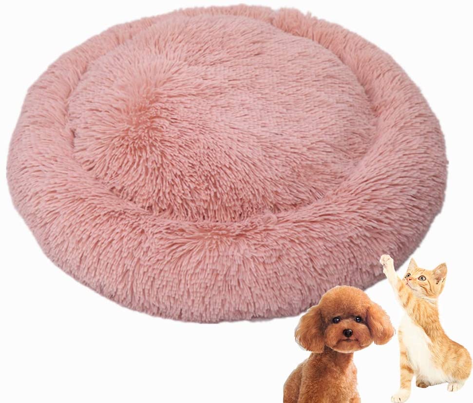  Shuda 1 pc Chenil Mignon Suave Redondo Peluche Cachorro Perro Gato Gatito Cama Animales Alfombra sofá, 50 cm (Black Friday Deals) -Pink 