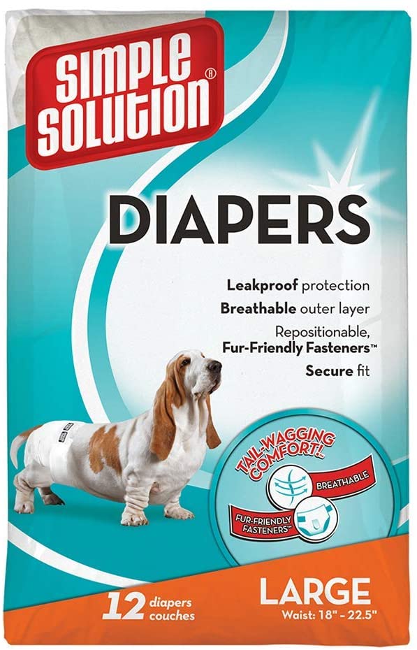  Simple Solution pañales de perro hembra desechables, grande/XL (paquete de 12) 