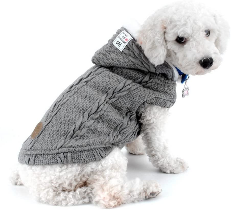  SMALLLEE_LUCKY_STORE Chaqueta de suéter para Perros Chaqueta de Clima frío Chaqueta para Perros con Capucha Chihuahua Ropa de Invierno para Perros pequeños Ropa de Abrigo Gris XL 