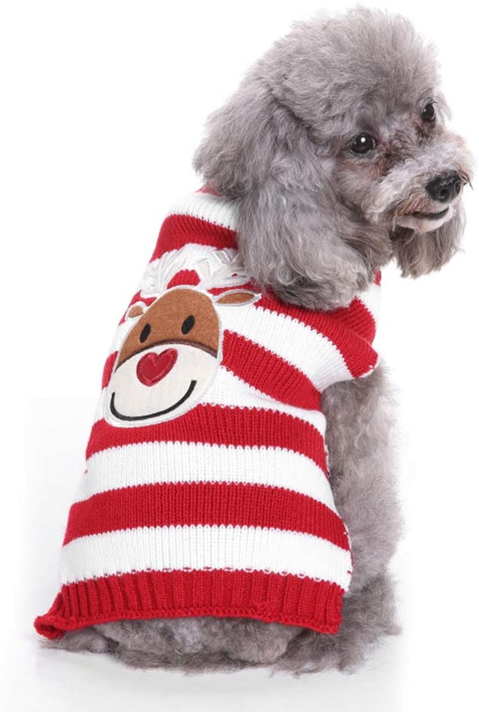  Smoro Rojo Lindo Mascota Cachorro Gato Perro cálido Jersey suéter Prendas de Punto Abrigo Ropa Ropa pequeño Perro Cachorro suéter Navidad Reno Traje 
