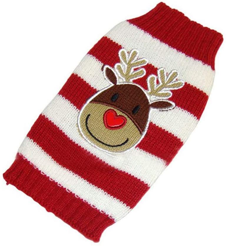  Smoro Rojo Lindo Mascota Cachorro Gato Perro cálido Jersey suéter Prendas de Punto Abrigo Ropa Ropa pequeño Perro Cachorro suéter Navidad Reno Traje 