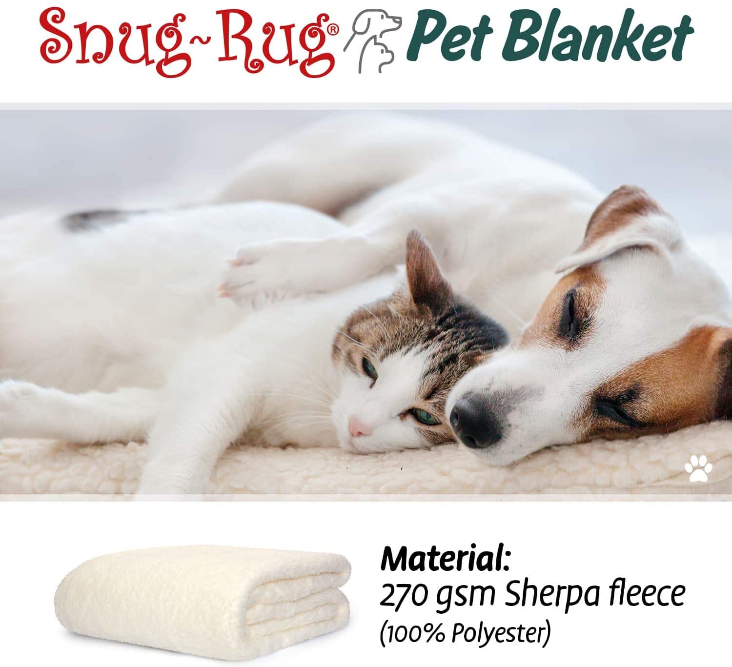  Snug Rug - Manta de Forro Polar Suave y cálida para Perros y Gatos, Manta Lavable para sofá o Cama de Coche 
