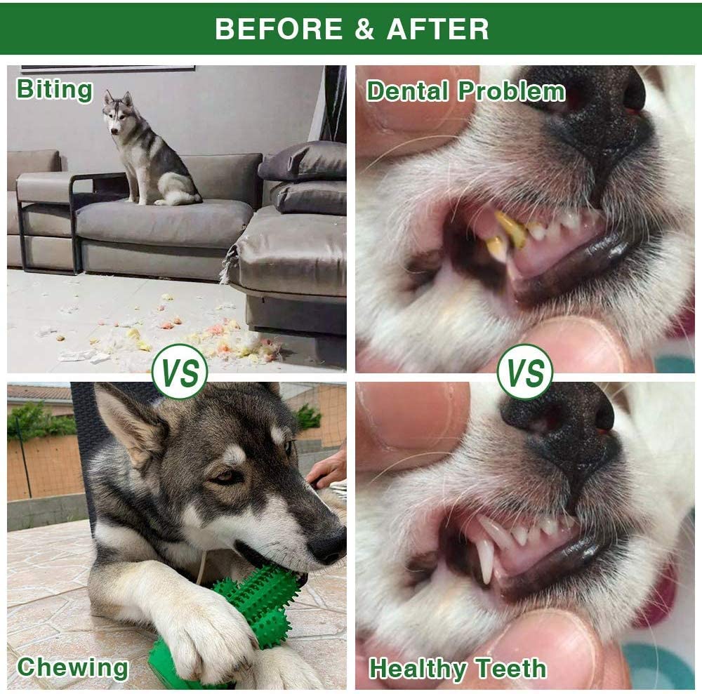  Sweetneed Cepillo de Dientes para Perro-Limpiador de Dientes de Perro- Limpieza de Dientes de Perro Juguetes para Masticar Cuidado Oral para Mascotas Regalo de Amante de los Animales （Verde Azul） 
