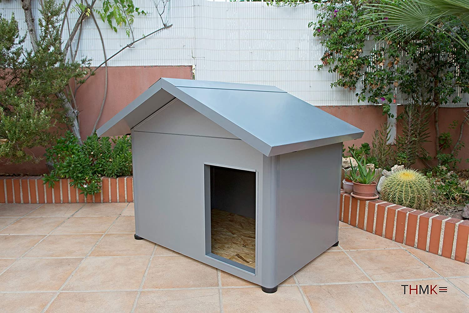  Thermoestank Caseta para Perro con Aislamiento Térmico Gris Metalizado Tamaño Mediano 
