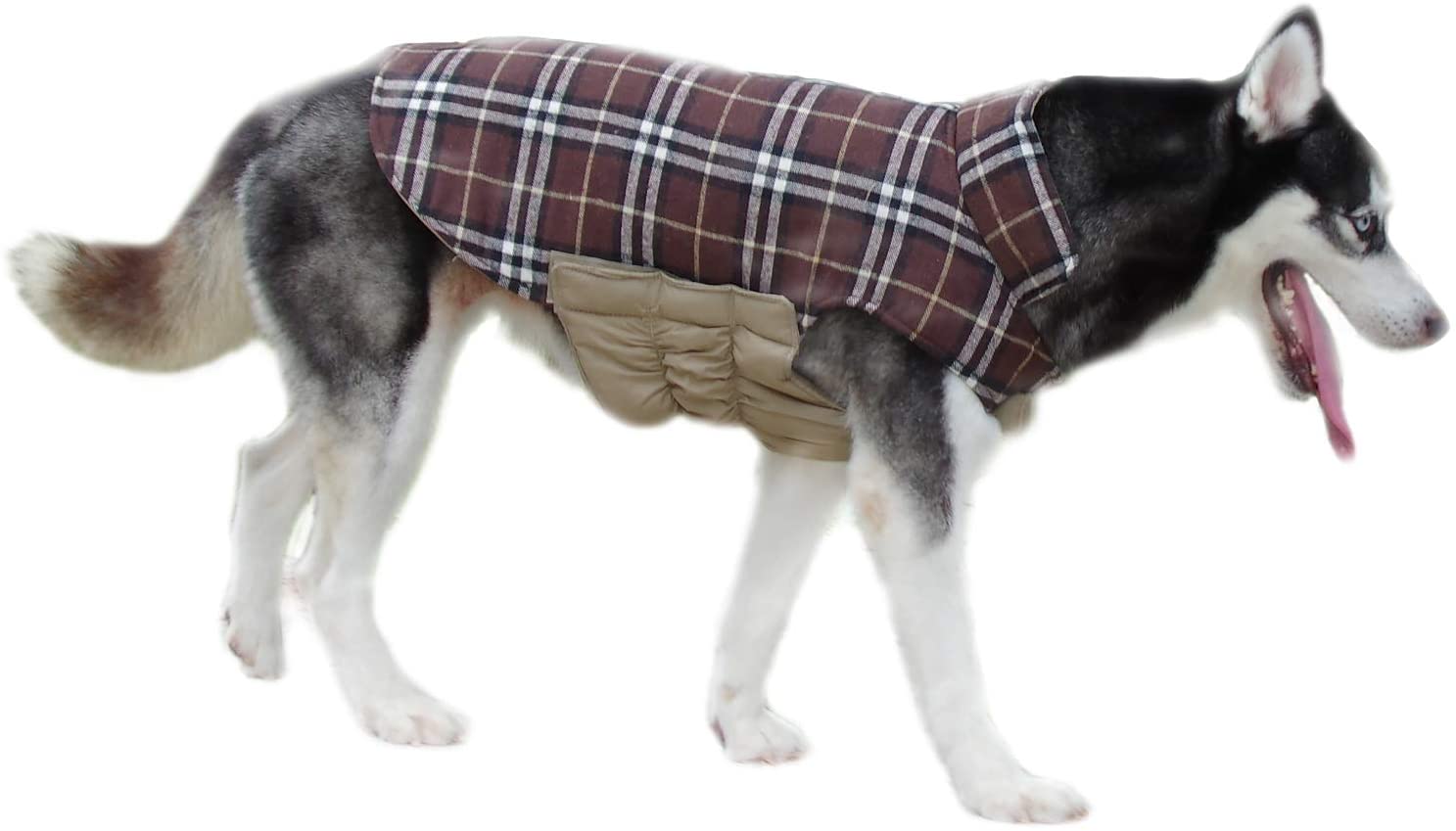  ThinkPet Chaqueta Perro Reversible Ropa para Perro Escocesa Abrigo Perro Impermeable de Cuadros británicos para Perros medianos 