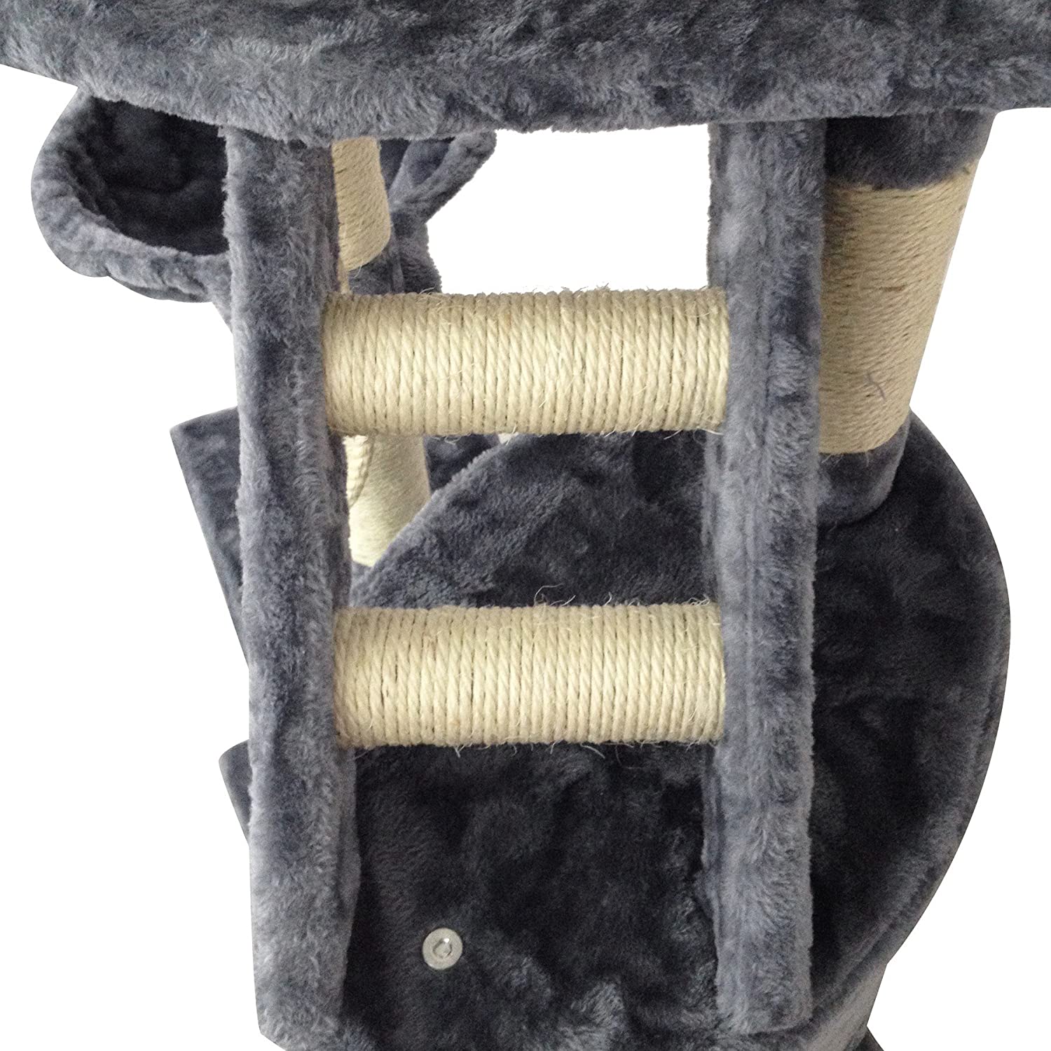  Todeco - Árbol para Gatos, Escalador para Gatos - Material: MDF - Tamaño de la casa de Gato: 30,0 x 30,0 x 42,9 cm - 120 cm, 5 Plataformas, Gris 