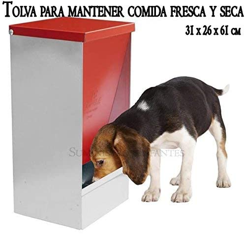  TOLVA COMEDERO para almacenar Comida Fresca y Seca. 31 x 26 x 61 cm. Diseñada para Perros, Gatos y Otras Mascotas. 
