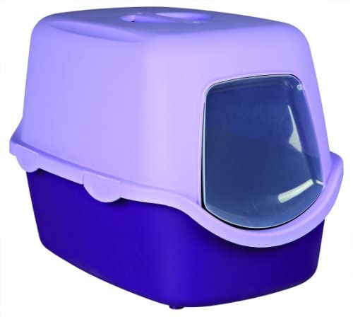  Trixie Bandeja Higiénica Arenero Gatos - Bandeja Sanitaria Gatera Arenero Cubierto Caja De Arena WC Gatos Vico 40 x 40 x 56 cm Púrpura Lila 