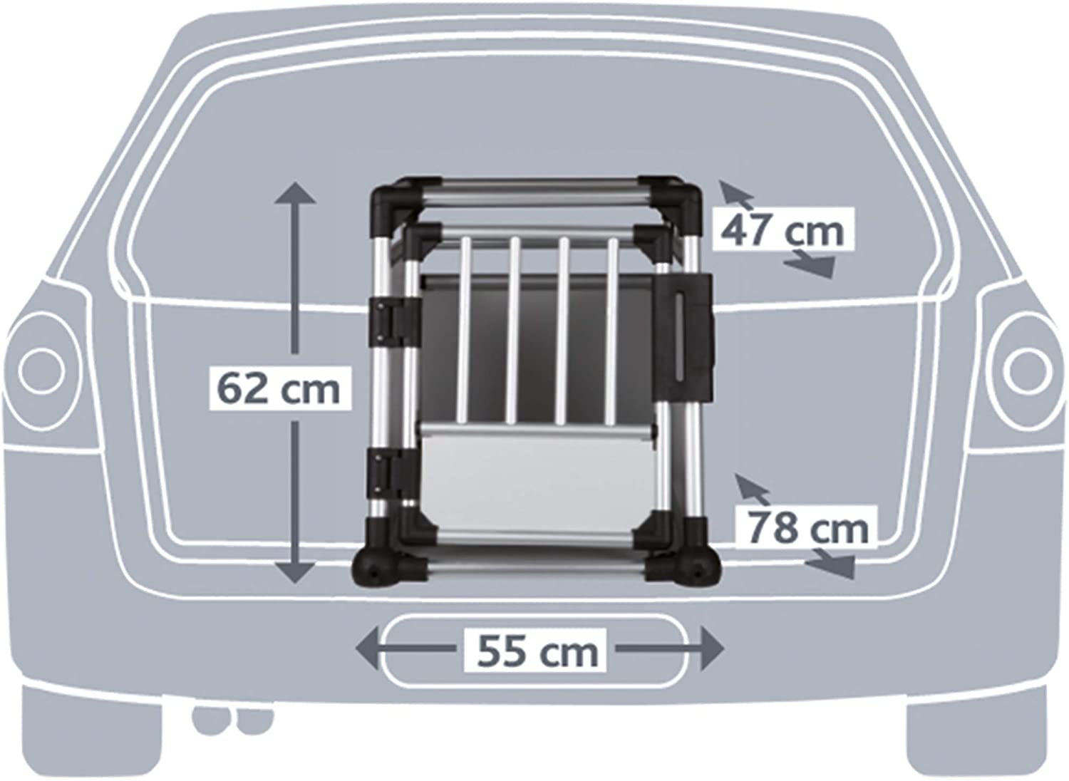  Trixie Jaula de Transporte Aluminio Transportín para el Coche Muy Estable, Ligero y Seguro - M (55 x 62 x 78 cm) 