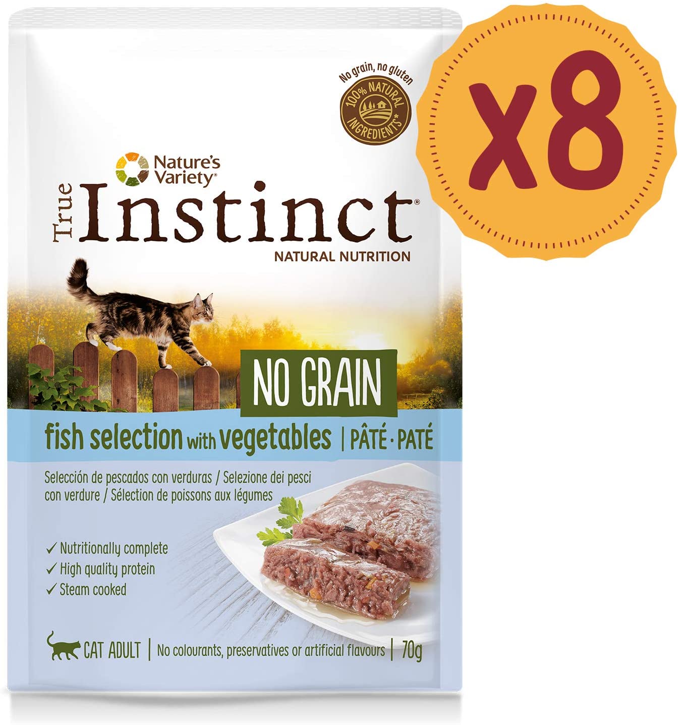  True Instinct No Grain Paté de Selección de Pescado para Gatos 70 gr - Pack de 8 