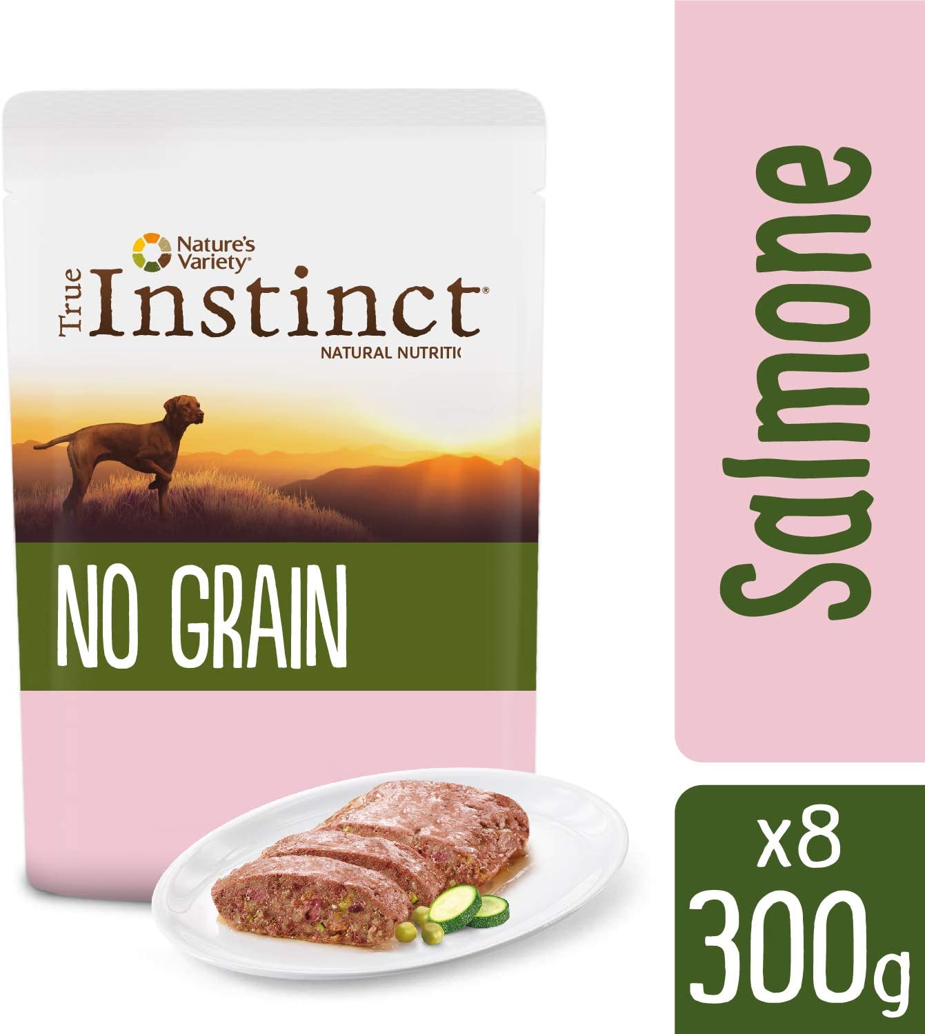 True Instinct No Grain Terrina para Perros Medium-Maxi Adult con Salmón y Verduras - 8 x 300 gr 