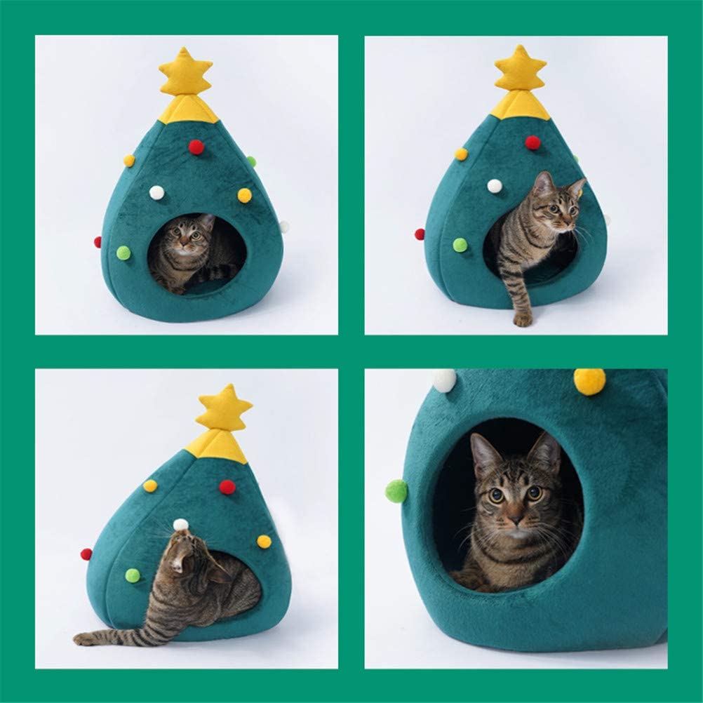  TTXLY Árbol de Navidad Gato Litter Four Seasons Universal Pet Supplies Verano Cat House Cat Cama Tapetes de Gato Perrito Fieltro Nest Cat Supplies 