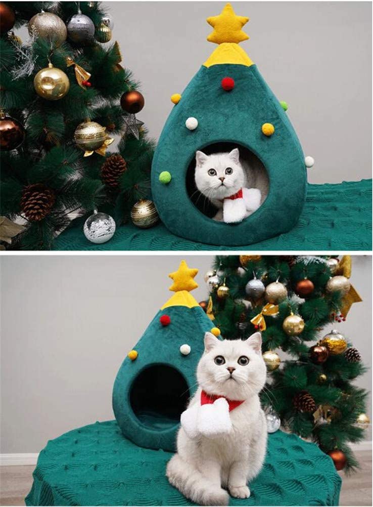  TTXLY Árbol de Navidad Gato Litter Four Seasons Universal Pet Supplies Verano Cat House Cat Cama Tapetes de Gato Perrito Fieltro Nest Cat Supplies 