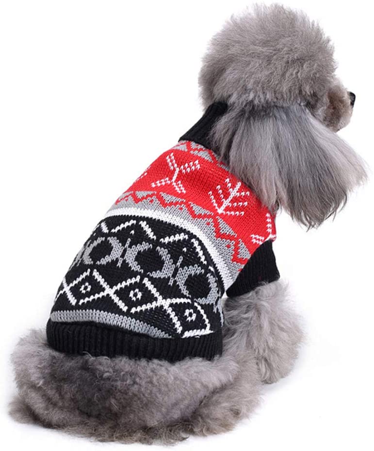  TUOTANG Suéter Ropa para Mascotas Ropa para Perros con Cuello Alto y Rayas Christmas Snowflake Dog Sweater Otoño e Invierno,Color 11,XL 