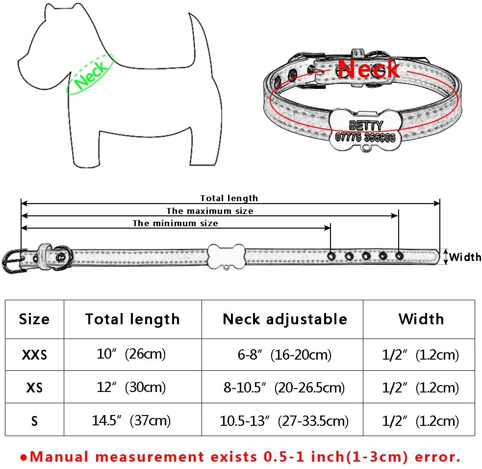  UD-strap Collares De Perro Personalizados Custom Chihuahua Cachorro Gato Collar Hueso ID Etiquetas Grabadas para Perros Pequeños Y Medianos Gratis Bell XS S XXS Rosa 