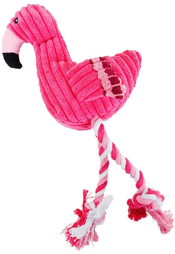  UKCOCO Juguete de cuerda de masticar para perro, con forma de flamenco, juguete interactivo para limpieza de dientes (rosa) 