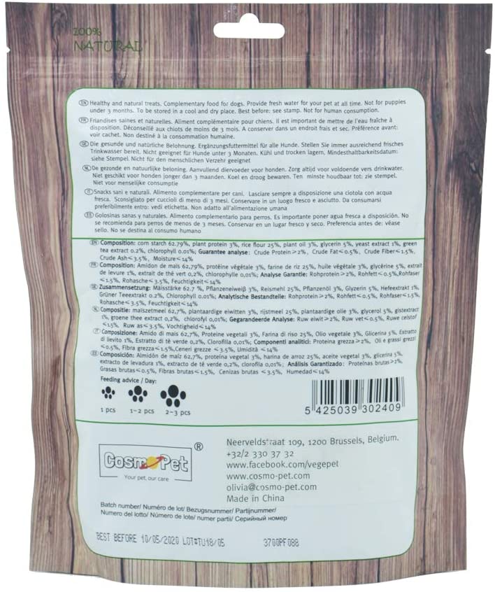  Vege Pet - Green Tea Dental Sticks Snack para Perros Bolsa 340 gr Pack 2 Unidades 