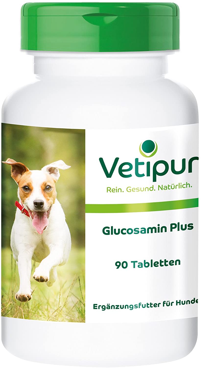  Vetipur Glucosamina Plus para perros - 90 comprimidos - Con Glucosamina, Condroitina, MSM, Vitamina C y Vitamina E - ¡Calidad Alemana garantizada! 
