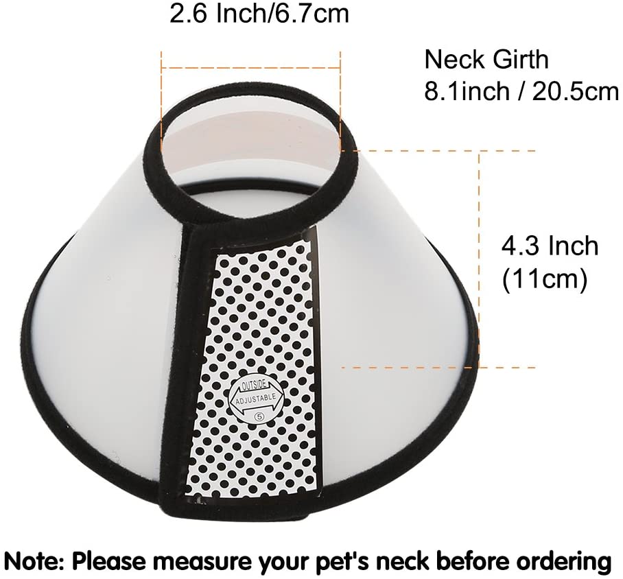  Vivifying Cono de Mascotas Recovery, 8.1", Collar isabelino de plástico Ligero para Gatos, Mini Perros y Conejos, Color Negro 