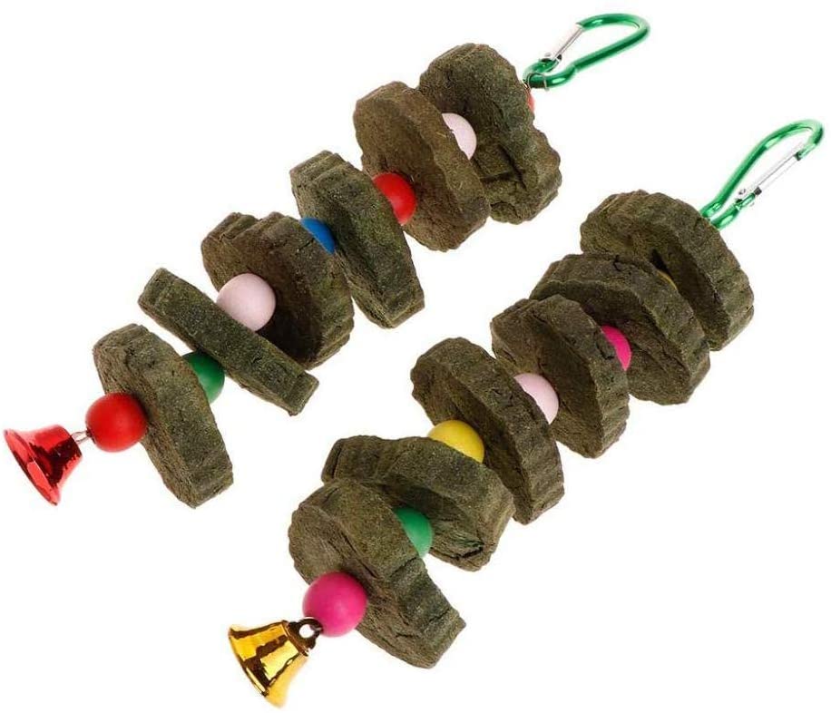  Wanguo Loro Chew Toys, Dientes de Pulido del Animal doméstico Strand Hierba de Bolas Colgantes de la Galleta de la Jaula Juguetes con Bell Molar Bite Chew para Chinchilla Conejo Pájaro del Loro 