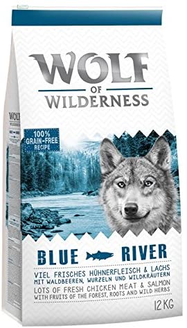  Wolf of Wilderness - Salmón para adulto "Blue River" Una comida saludable y saludable para su perro 