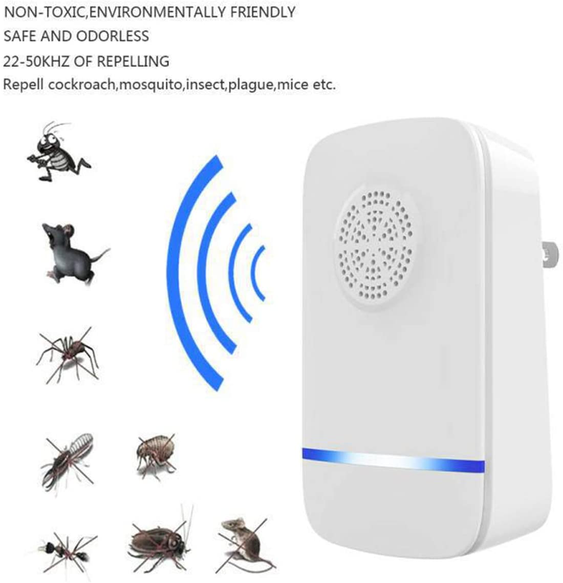  WSZZF311 Inicio USB Portátil Mosca Eléctrica Trampa Ultrasónica Repelente de Mosquitos Repelente de Mosquitos Ratones Rata Roedor Anti Moustique Control de Rechazo de Plagas(4 Sets) 