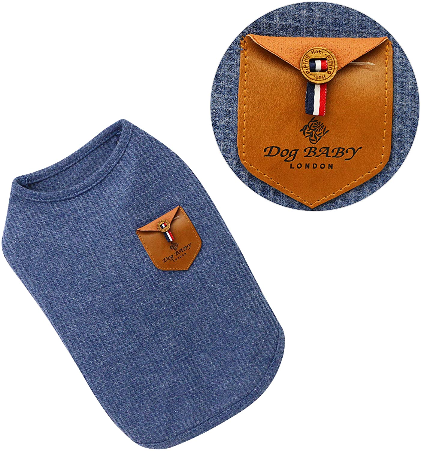  YAODHAOD Camiseta Minimalista para Perros, Ropa para Perros, Azul y Gris, 100% Algodón, para Mini Perros, Perros Pequeños y Gatos (2 Paquetes) (S-Puppy por uno o Dos Meses, Azul y Gris) 