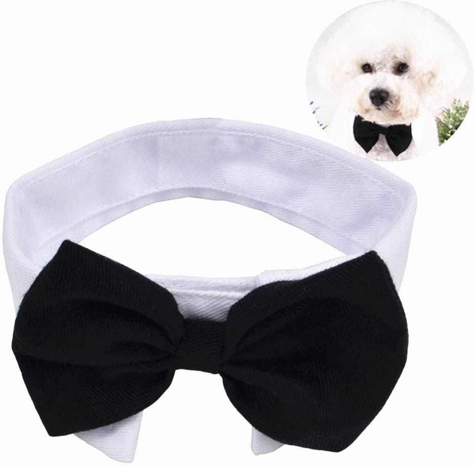  YUMSUM Collar de pajarita para mascota, fila formal para el cuello del perro o gato con cierre ajustable collar blanco 