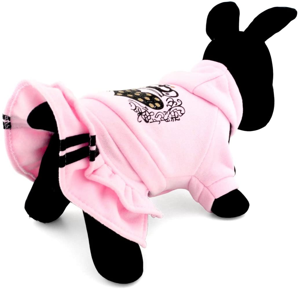  Zunea - Ropa para mascotas para perros pequeños, gatos, chaqueta con capucha, vestido con corazón, color rosa 