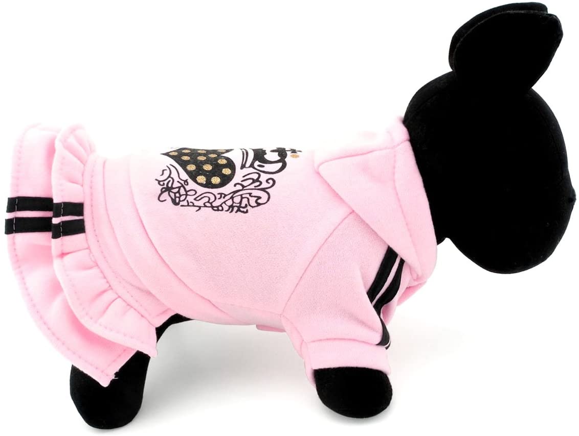  Zunea - Ropa para mascotas para perros pequeños, gatos, chaqueta con capucha, vestido con corazón, color rosa 
