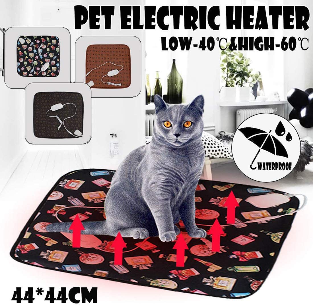  100% Seguro para Mascotas eléctrico Placa Térmica Manta Gato eléctrico climatizada Pad Mat Perro Calefacción Cama el Dormir para el otoño Anti-Cero,Black 