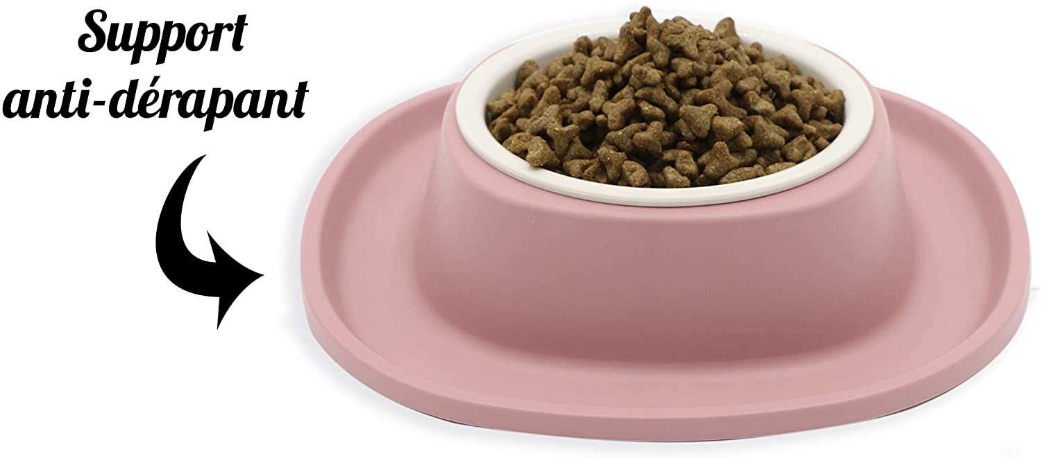  Aimé Comedero para Perros pequeños y Gatos con Cuenco Extraíble y Base Antideslizante y Antiderrames 230 ml, S 
