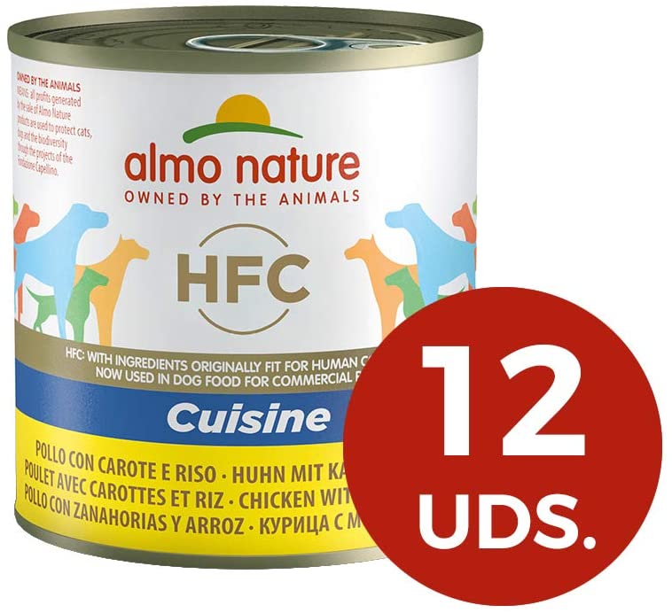  Almo Nature Dog HFC Cuisine Pollo, Zanahoria y Arroz, Pack de 12x280 g 
