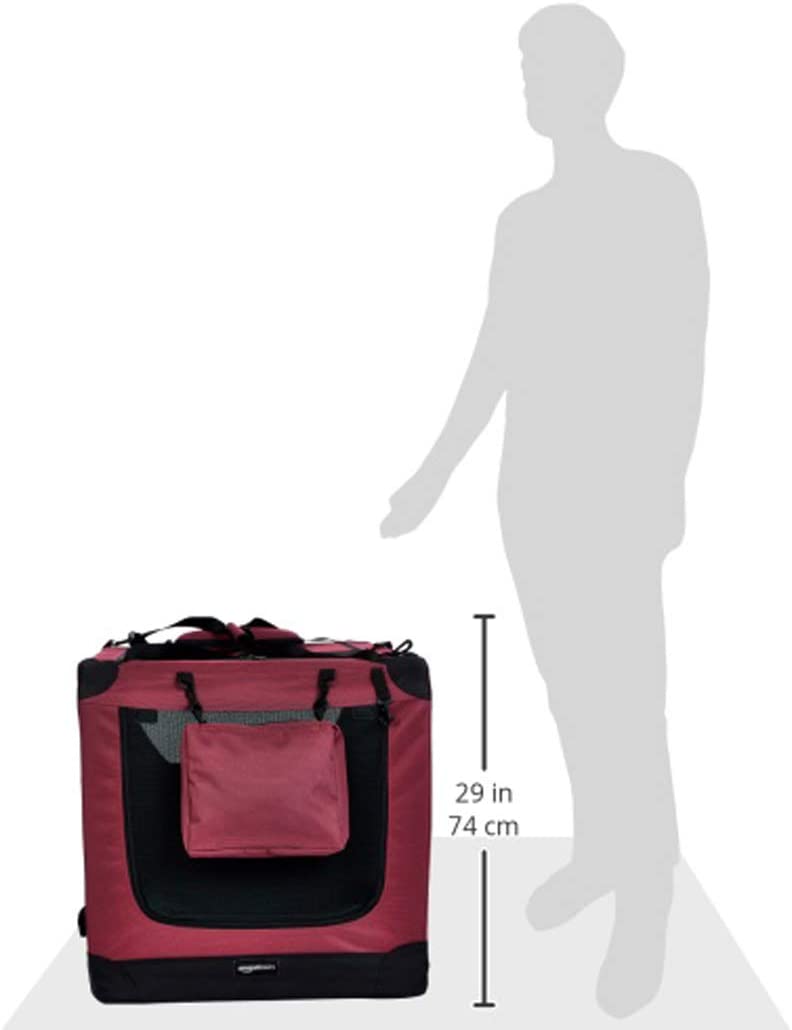  AmazonBasics – Transportín para mascotas abatible, transportable y suave de gran calidad, 91 cm, Rojo 