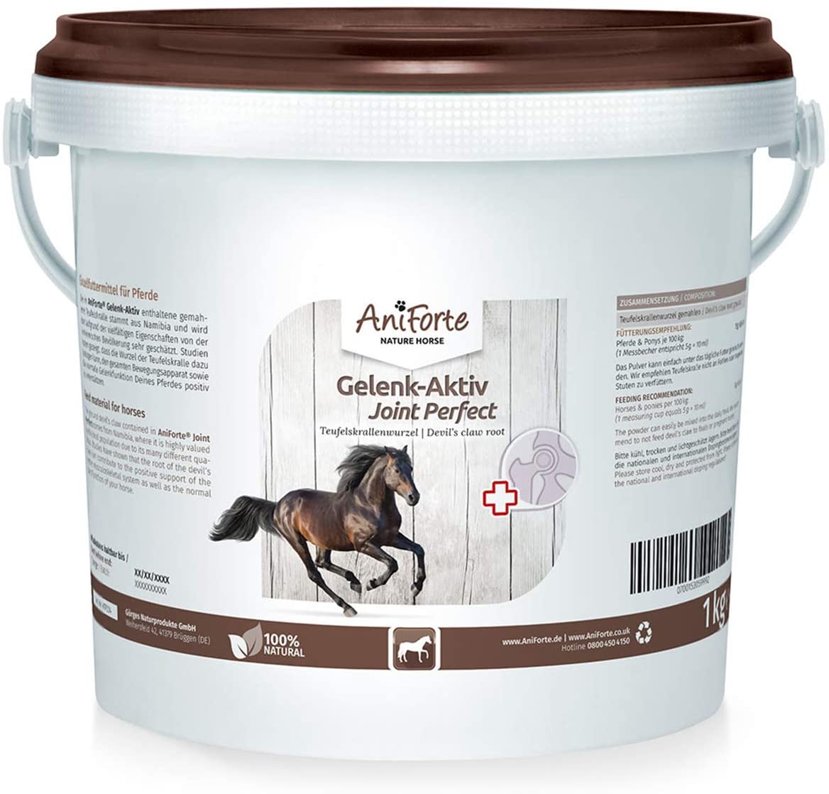  AniForte Garra del diablo en polvo para caballos 1kg - producto 100% natural para articulaciones, tendones y ligamentos. Ayuda a la movilidad y a la función articular, de alta aceptación 