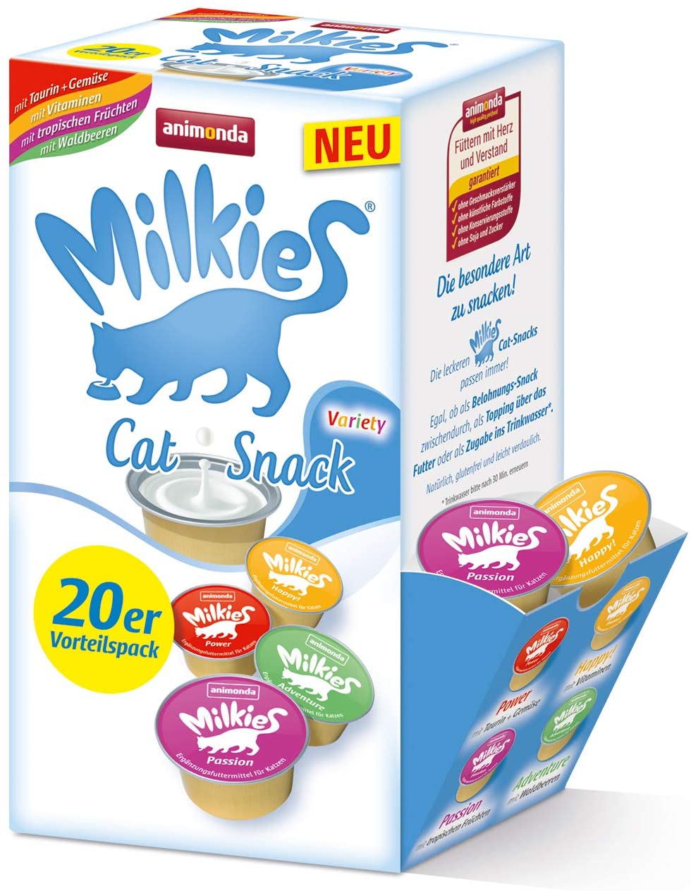  Animonda Milkies Leche para Gato, multipaquete en porciones, 4 Paquetes de 20 x 15 g 