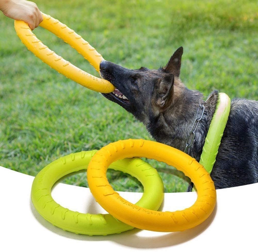  AOTUO New Dog Agility Training Toys EVA Ring Dogs Puppy Toys Dientes de Limpieza mordedura Resistente interactiva Perros Juguetes Size Small(17cm) (Orange) 